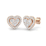 Diamond Cluster Halo Heart Earrings 0.65ct G/SI 18k Rose Gold - All Diamond