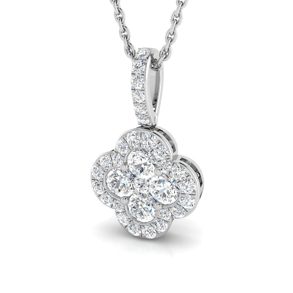 Diamond Cluster Pendant Necklace 0.30ct G/SI 18k White Gold 8.0x13.4 - All Diamond