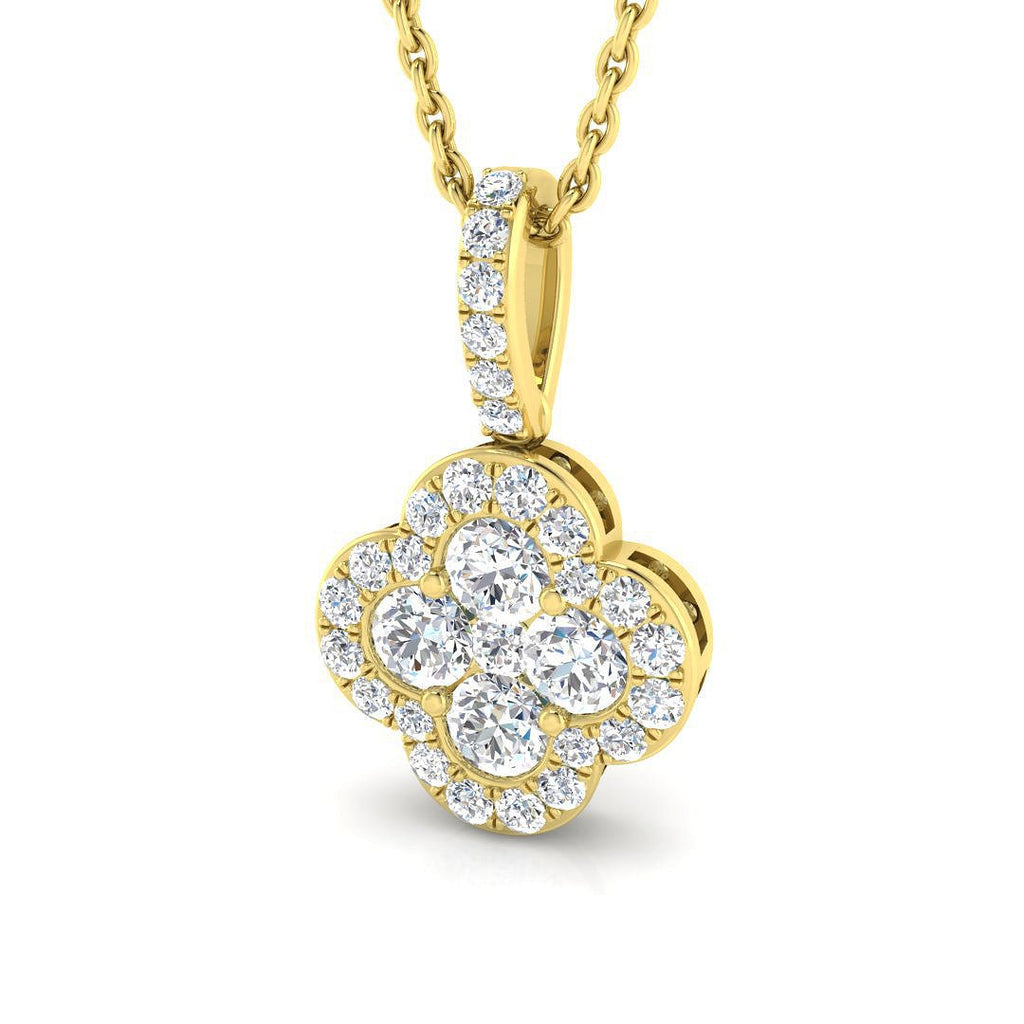 Diamond Cluster Pendant Necklace 0.30ct G/SI 18k Yellow Gold 8.0x13.4 - All Diamond