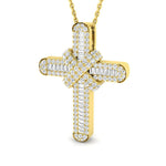 Diamond Cross Baguette & Round Diamonds 0.65ct In 18k Yellow Gold - All Diamond