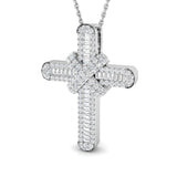 Diamond Cross Baguette & Round Diamonds 0.65ct In 9k White Gold - All Diamond