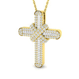 Diamond Cross Baguette & Round Diamonds 0.65ct In 9k Yellow Gold - All Diamond