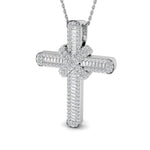 Diamond Cross Baguette & Round Diamonds 1.15ct in 9k White Gold - All Diamond