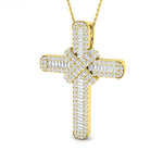 Diamond Cross Baguette & Round Diamonds 2.30ct In 18k Yellow Gold - All Diamond