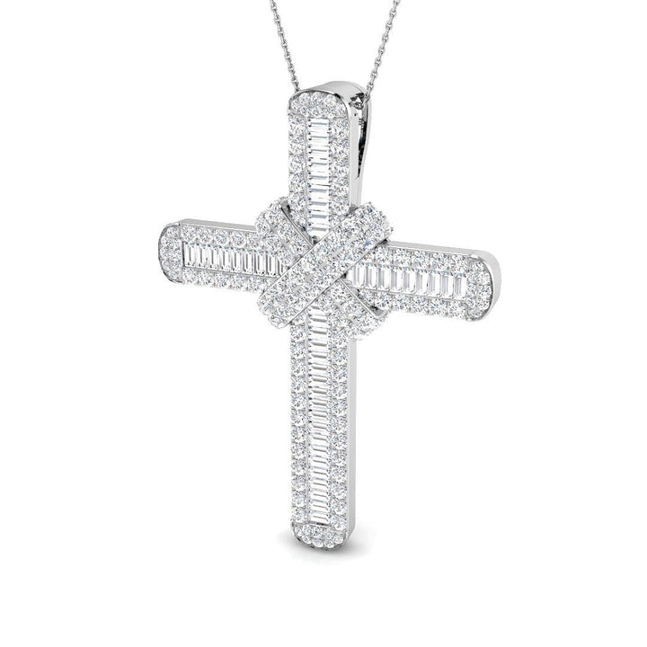 Diamond Cross Baguette & Round Diamonds 7.15ct in 9k White Gold