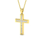 Diamond Cross Necklace with 0.25ct G/SI Diamonds in 9k Yellow Gold - All Diamond