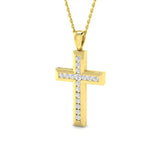 Diamond Cross Necklace with 0.25ct G/SI Diamonds in 9k Yellow Gold - All Diamond