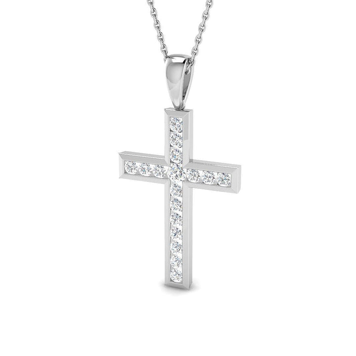 Diamond Cross Necklace with 0.50ct G/SI Diamonds in 9k White Gold