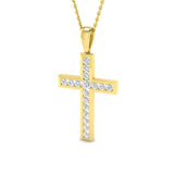 Diamond Cross Necklace with 0.50ct G/SI Diamonds in 9k Yellow Gold - All Diamond