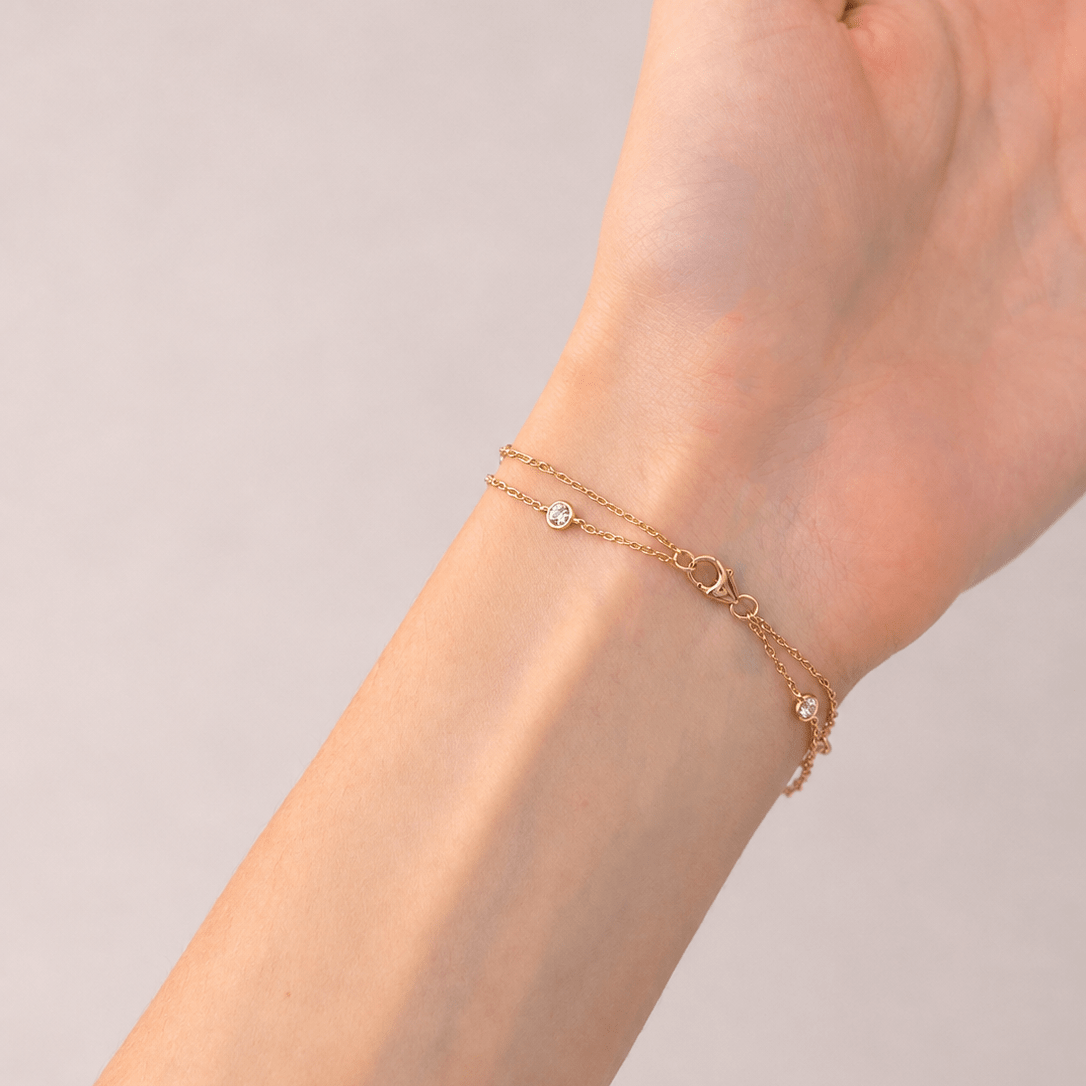 Diamond Double Chain Bracelet 0.85ct G/SI 18k Yellow Gold - All Diamond