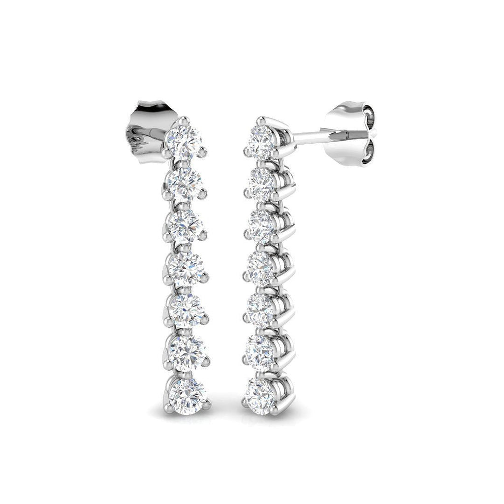 Diamond Drop Earrings 0.75ct G/SI Quality in 18k White Gold 3.0mm - All Diamond