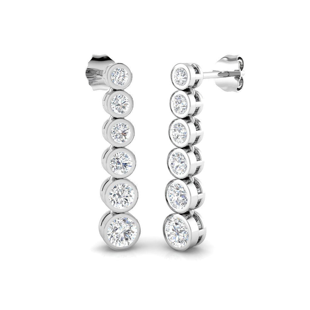 Diamond Drop Earrings 1.20ct G/SI Quality in 18k White Gold 4.8mm - All Diamond