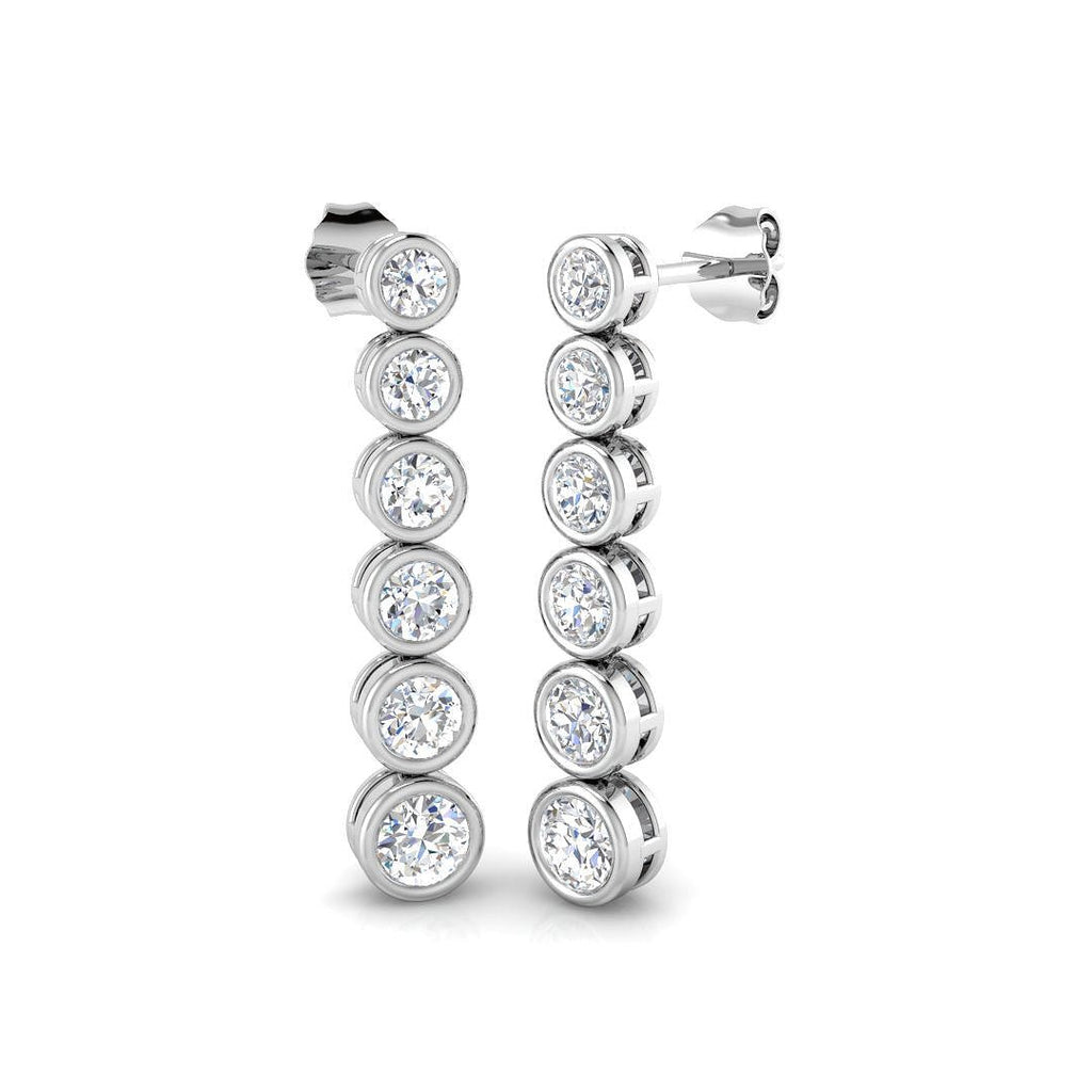 Diamond Drop Earrings 2.00ct G/SI Quality in 18k White Gold 5.6mm - All Diamond