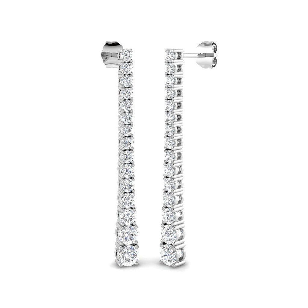 Diamond Drop Earrings 2.30ct G/SI Quality in 18k White Gold 3.9mm - All Diamond