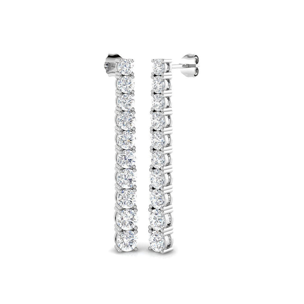 Diamond Drop Earrings 5.25ct G/SI Quality in 18k White Gold 5.0mm - All Diamond
