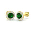 Diamond Halo Emerald Earrings 1.30ct Set in 9k Yellow Gold