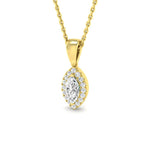 Diamond Halo Marquise Pendant Necklace 0.35ct G/SI in 9k Yellow Gold - All Diamond