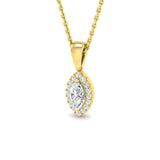 Diamond Halo Marquise Pendant Necklace 0.35ct G/SI in 9k Yellow Gold - All Diamond