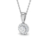 Diamond Halo Pendant Necklace 0.10ct G/SI Quality in 9k White Gold - All Diamond