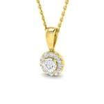 Diamond Halo Pendant Necklace 0.10ct G/SI Quality in 9k Yellow Gold - All Diamond