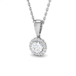Diamond Halo Pendant Necklace 0.30ct G/SI Quality in 9k White Gold - All Diamond