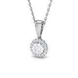 Diamond Halo Pendant Necklace 0.30ct G/SI Quality in 9k White Gold - All Diamond