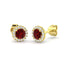 Diamond Halo Ruby Earrings 1.15ct Set in 9k Yellow Gold - All Diamond