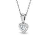 Diamond Heart Halo Pendant Necklace 0.25ct G/SI 9k White Gold - All Diamond