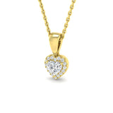 Diamond Heart Halo Pendant Necklace 0.25ct G/SI 9k Yellow Gold - All Diamond