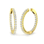 Diamond Hoop Earrings 1.50ct G/SI Quality Diamonds 18k Yellow Gold - All Diamond