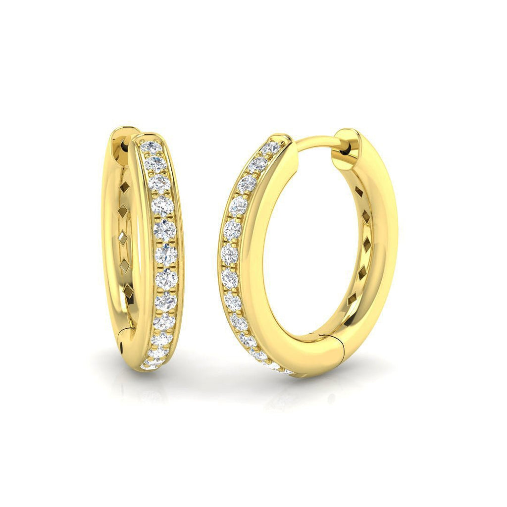 Diamond Huggie Hoop Earrings 0.17ct G/SI Quality in 9k Yellow Gold - All Diamond
