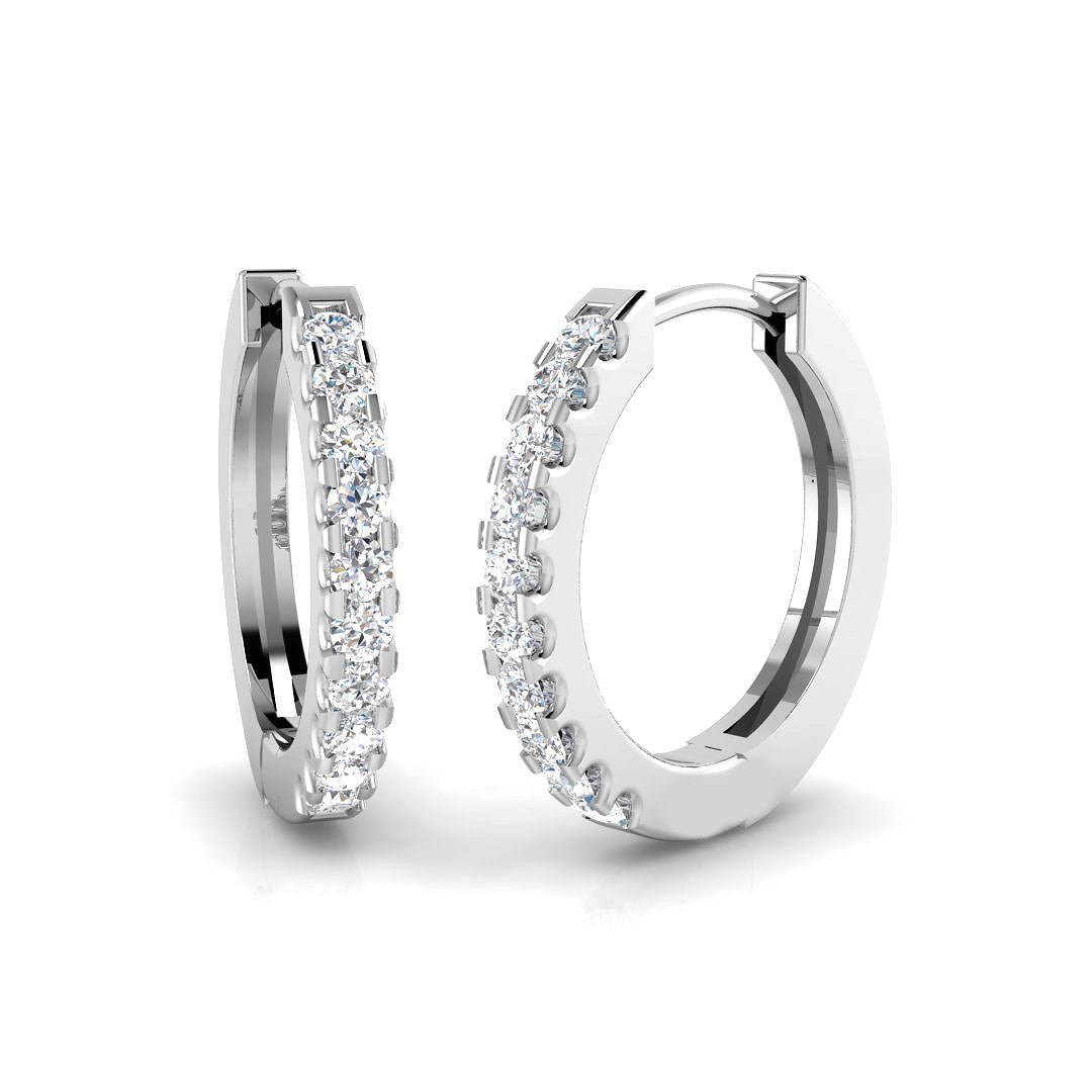 Diamond Huggie Hoop Earrings 0.20ct G/SI Quality in 18k White Gold - All Diamond