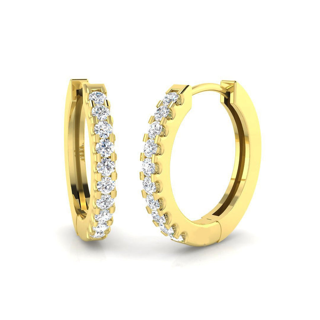 Diamond Huggie Hoop Earrings 0.20ct G/SI Quality in 18k Yellow Gold - All Diamond