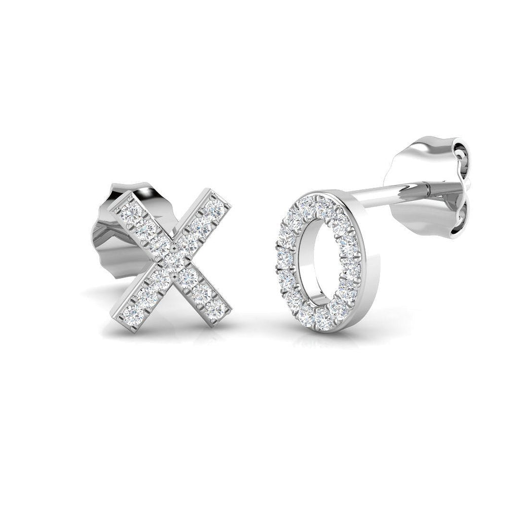 Diamond Naughts and Crosses Earrings 0.10ct G/SI in 9k White Gold - All Diamond