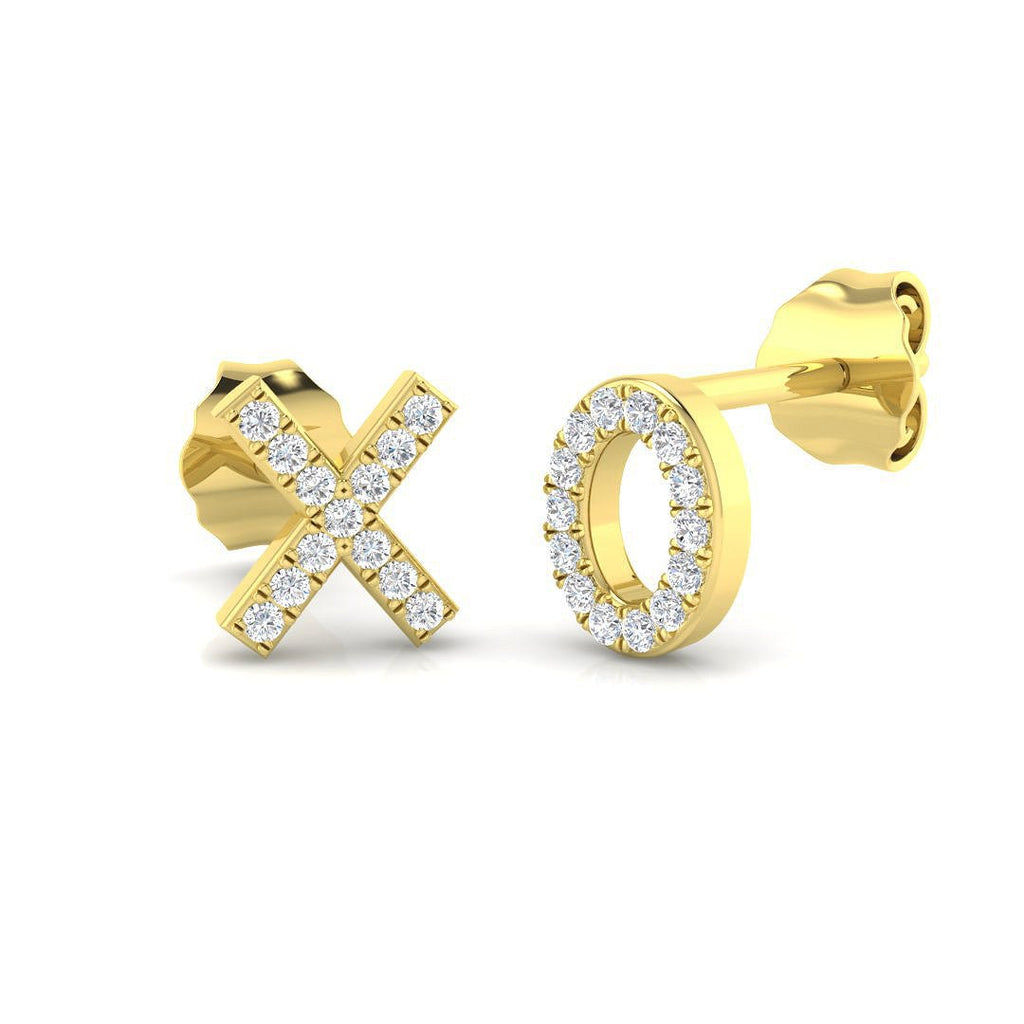 Diamond Naughts and Crosses Earrings 0.10ct G/SI in 9k Yellow Gold - All Diamond