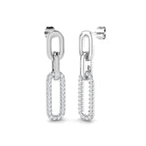 Diamond Paperclip Earrings 0.70ct G/SI Quality in 9k White Gold - All Diamond