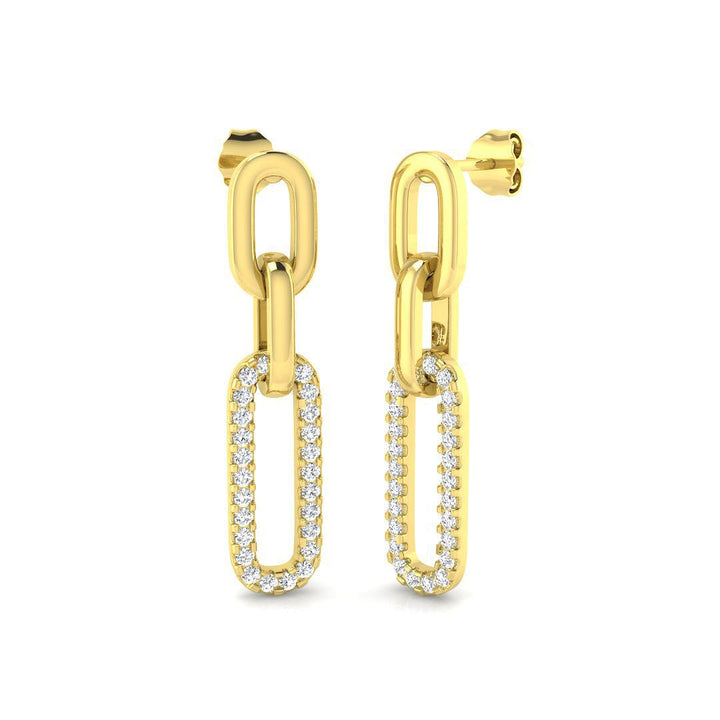 Diamond Paperclip Earrings 0.70ct G/SI Quality in 9k Yellow Gold