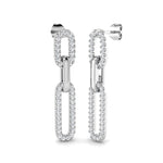 Diamond Paperclip Earrings 0.80ct G/SI Quality in 9k White Gold - All Diamond