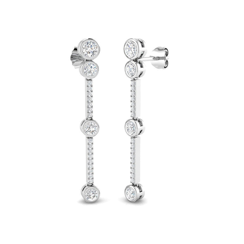 Diamond Rub Over Drop Earrings 0.75ct G/SI Quality 18k White Gold - All Diamond