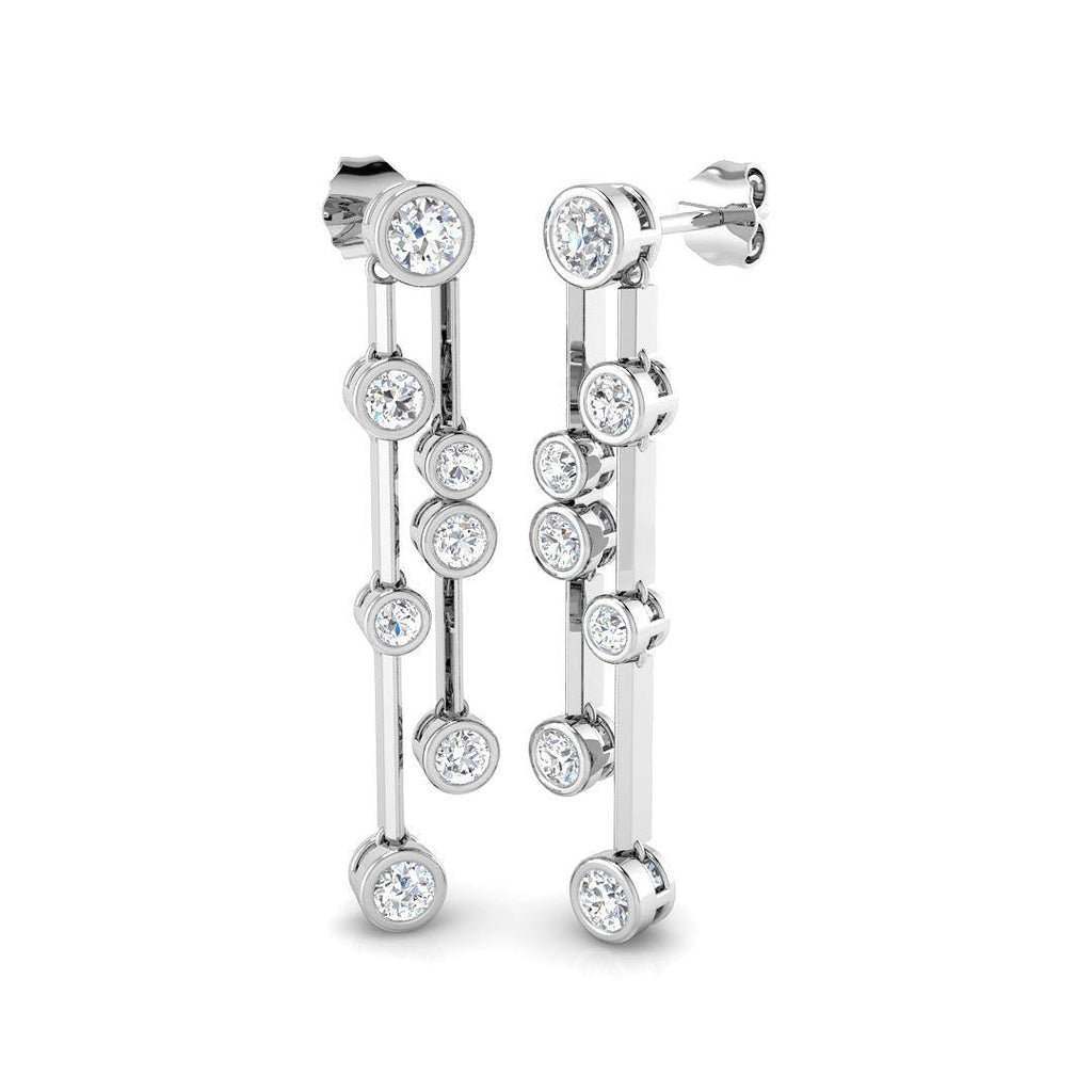 Diamond Rub Over Drop Earrings 1.40ct G/SI Quality 18k White Gold - All Diamond
