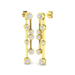 Diamond Rub Over Drop Earrings 1.40ct G/SI Quality 18k Yellow Gold - All Diamond