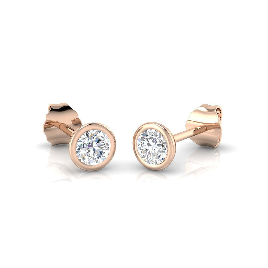 Diamond Rub Over Stud Earrings 0.30ct G/SI Quality in 18k Rose Gold - All Diamond