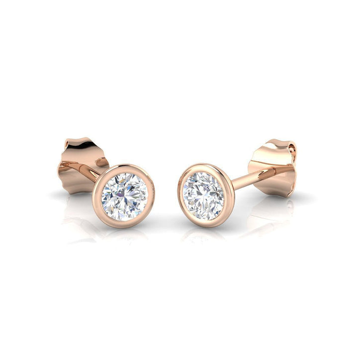 Diamond Rub Over Stud Earrings 0.30ct G/SI Quality in 18k Rose Gold