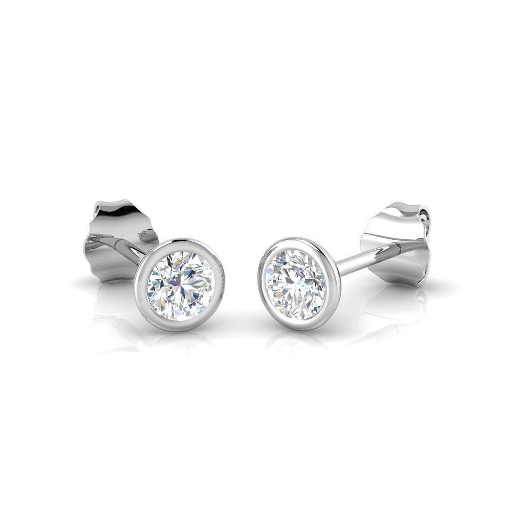 Diamond Rub Over Stud Earrings 0.30ct G/SI Quality in 18k White Gold - All Diamond