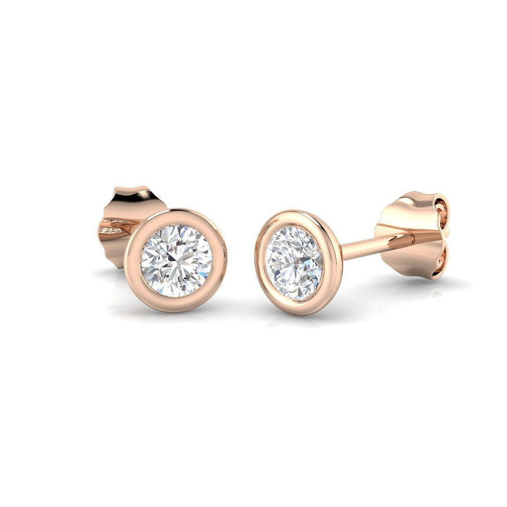Diamond Rub Over Stud Earrings 0.40ct G/SI Quality in 18k Rose Gold - All Diamond