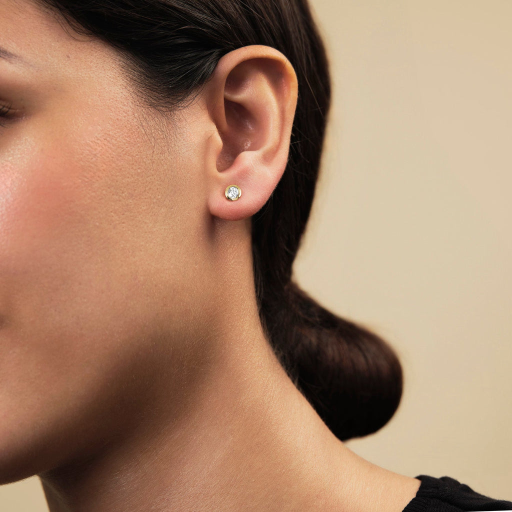 Diamond Rub Over Stud Earrings 0.50ct G/SI Quality in 18k Rose Gold - All Diamond