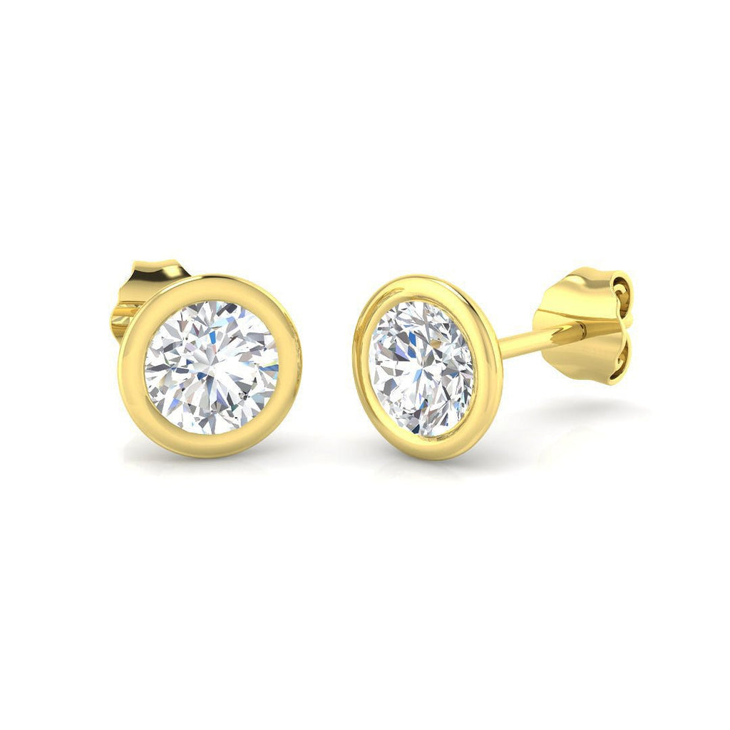 Diamond Rub Over Stud Earrings 1.00ct G/SI Quality in 18k Yellow Gold - All Diamond