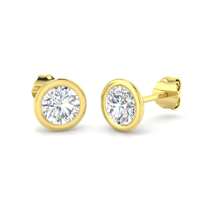 Diamond Rub Over Stud Earrings 1.00ct G/SI Quality in 18k Yellow Gold