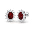 Diamond & Ruby Oval Cluster Earrings 3.80ct 18k White Gold