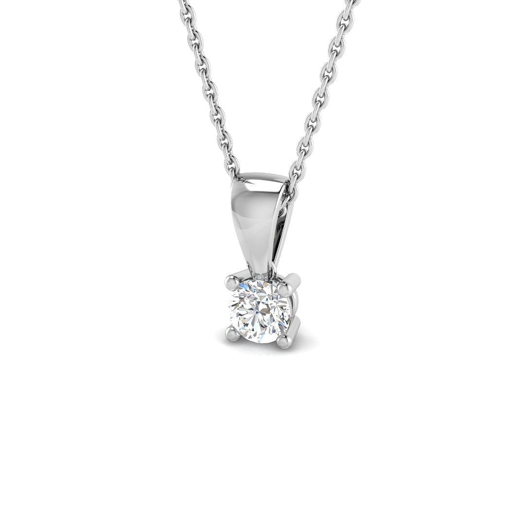 Diamond Solitaire Necklace 0.25ct G/SI in 18k White Gold - All Diamond